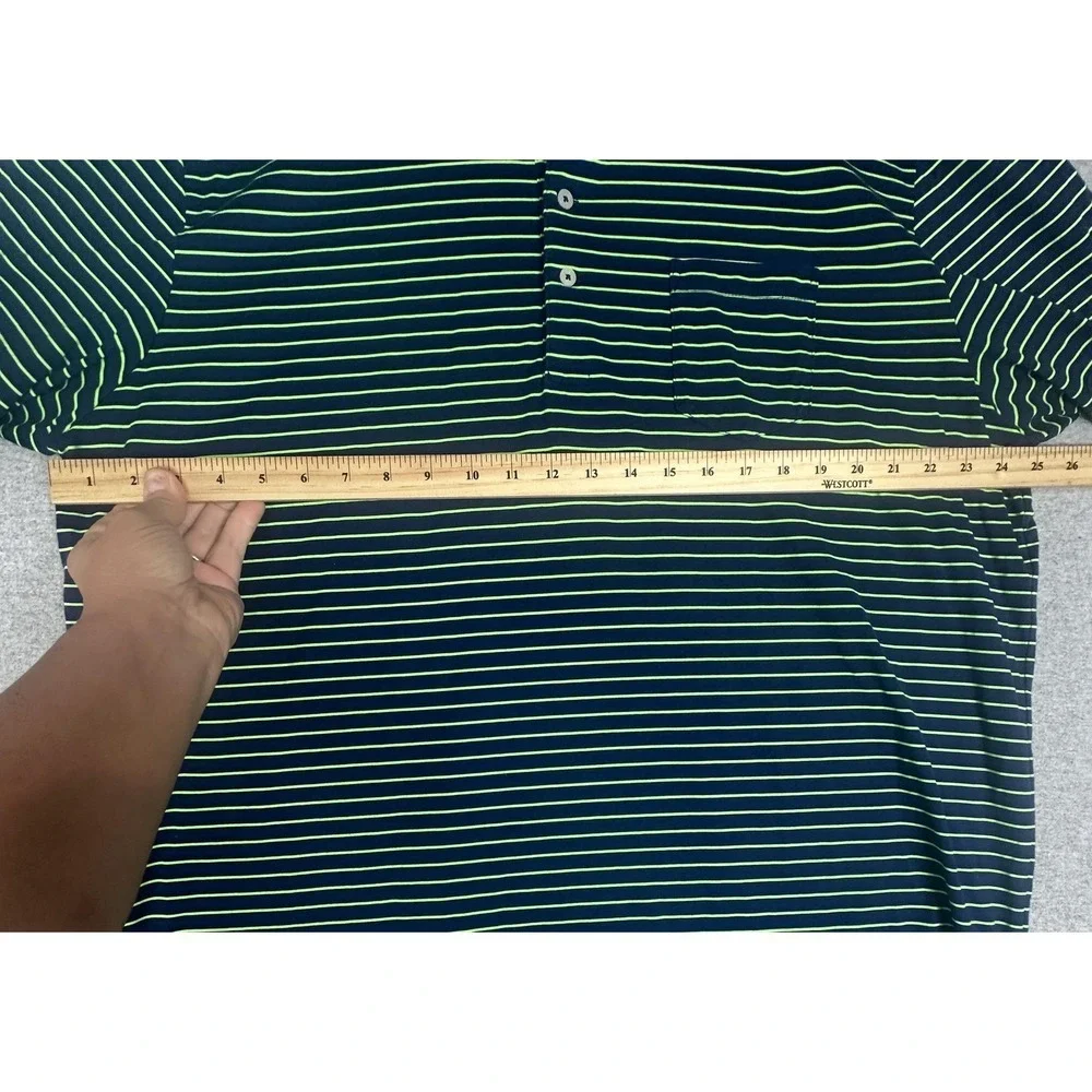 Polo Golf Ralph Lauren‎ Polo Shirt Mens 2XL Navy Green Striped Vintage Lisle